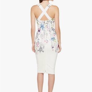 Ted Baker London Cream Floral Cross-Back Midi Dress